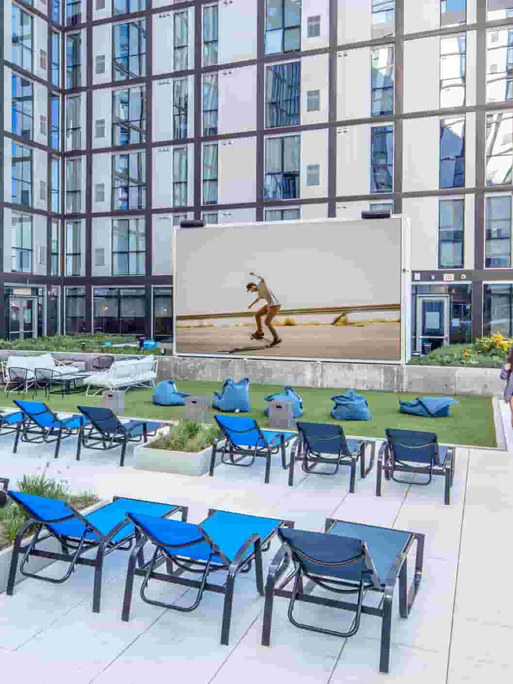 Student apartments with Jumbotron on Courtyard Deck