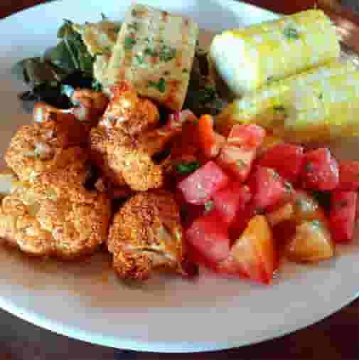 Plate of food from Trumpet Blossom Cafe